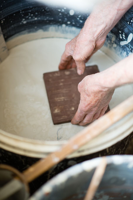 Clive Bowen in his pottery 2016